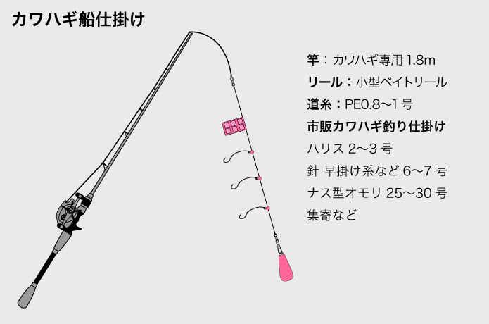 カワハギ竿　リール、仕掛け付き