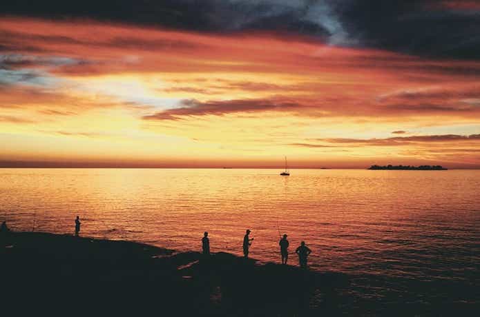 海釣りと夕日