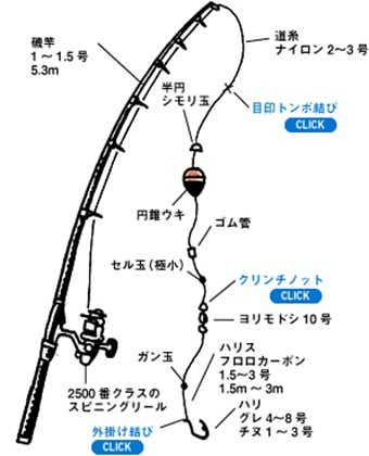 ウキ釣り仕掛けイラスト