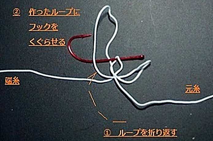 針と結ぶ漁師結び 手順3
