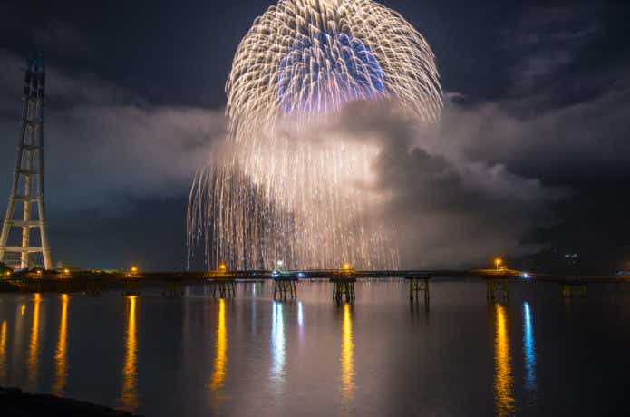 尾鷲港の花火の画像