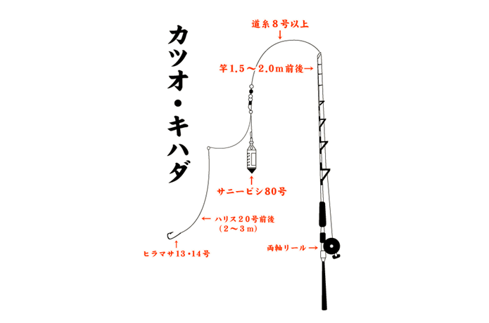 キハダマグロのコマセ釣りのタックル