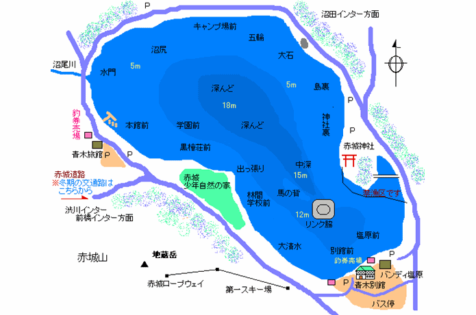 赤城大沼のマップ