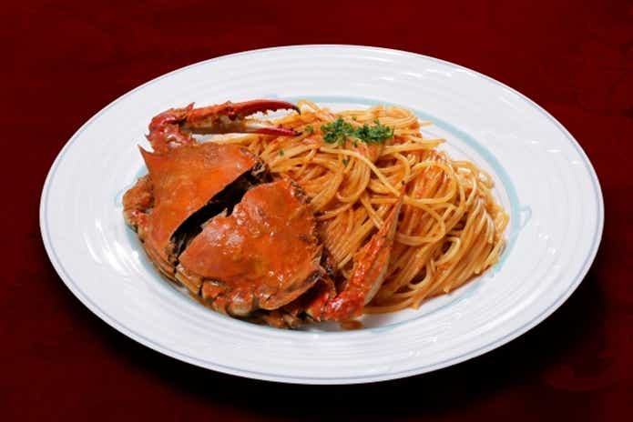 ワタリガニ　トマトクリームパスタ
