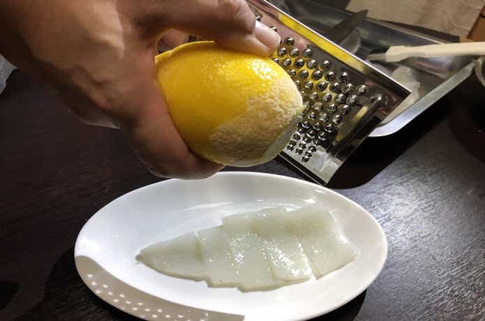 アオリイカ 刺身 塩レモン