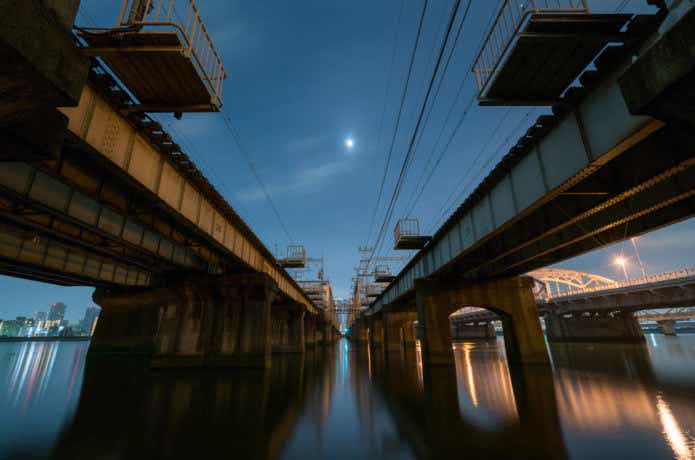 都市型河川の橋脚