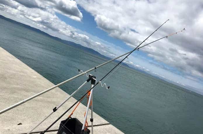 堤防で釣り