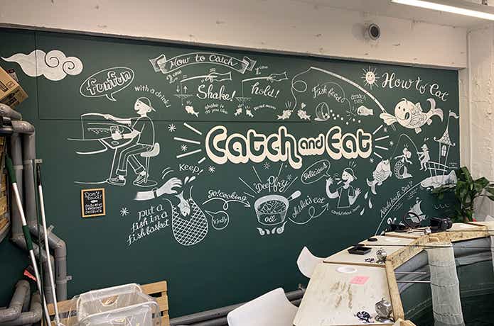 釣り掘りカフェ の店内