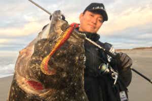 遠州サーフで釣ったヒラメ