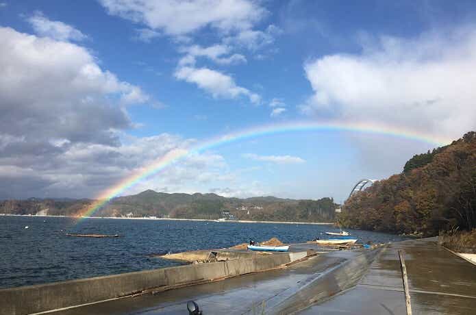 気仙沼にかかる虹