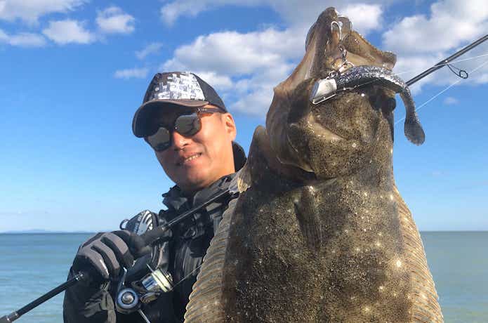 ワームで釣れたヒラメ