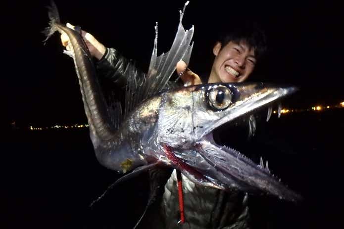 捕獲した　ミズウオ