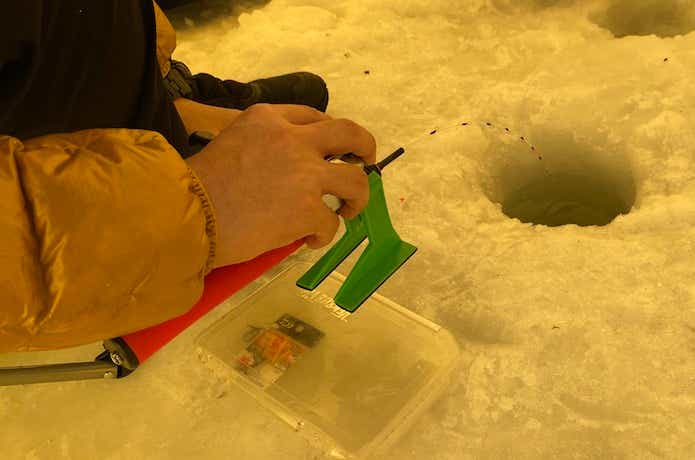 氷上のワカサギの釣果