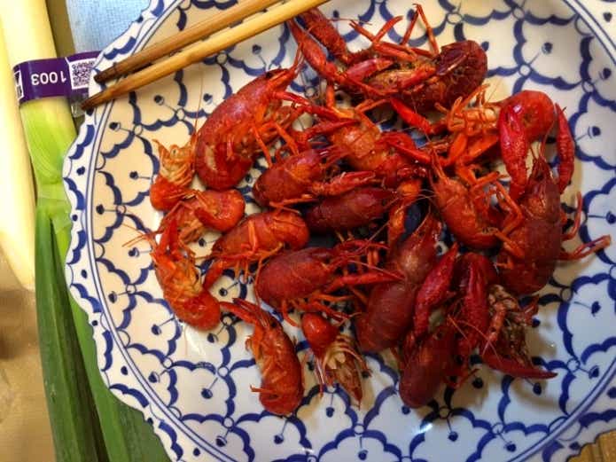 アメリカザリガニの塩茹