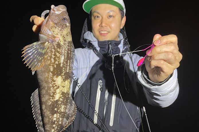 投げ釣り仕掛けで釣れたアイナメ
