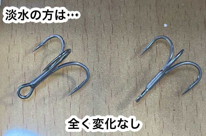 BKKフックのサビ実験の結果（淡水）