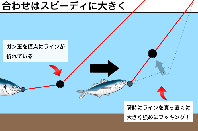 スプリットリグアジングのフッキング