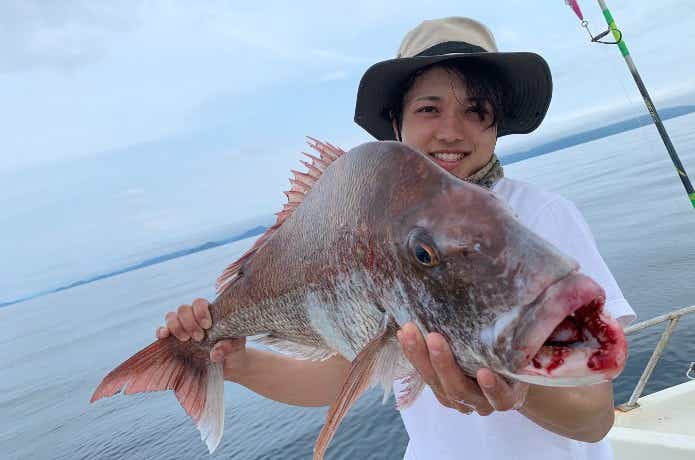 ディープタイラバで釣ったマダイ