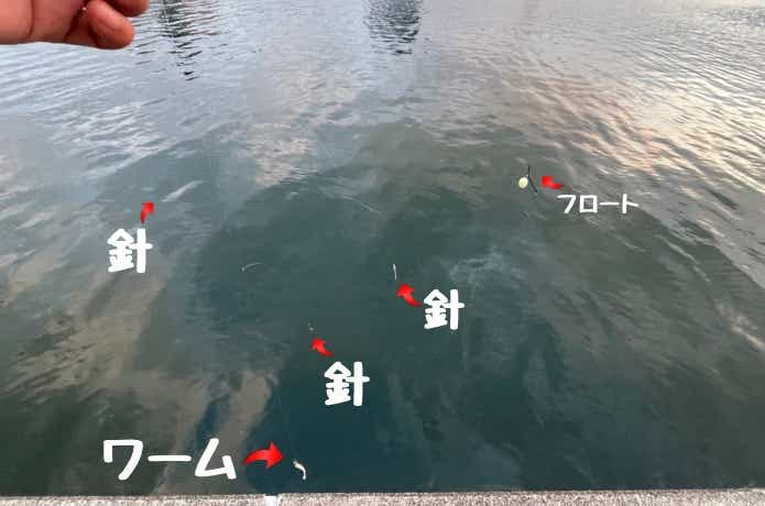 船メバルサビキにフロートをセット