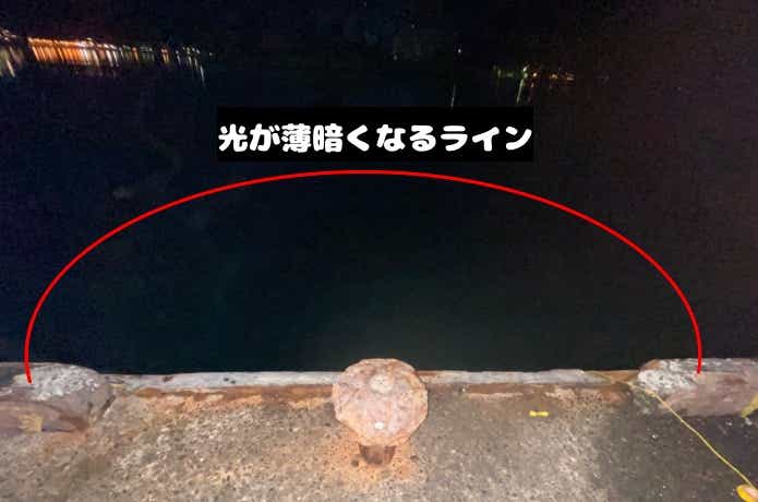 集魚灯によってできた明暗