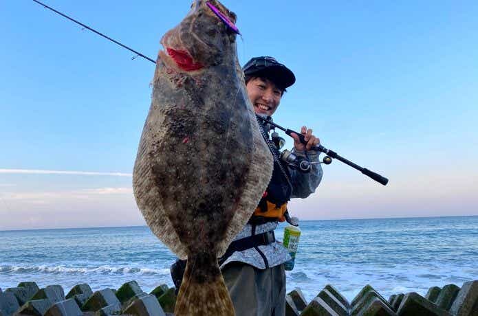 PEラインで釣ったヒラメ