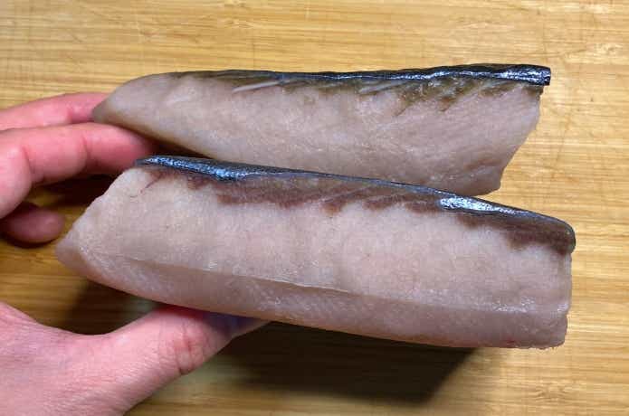 ラップに包んだ身と密封パックで包んだ身の比較