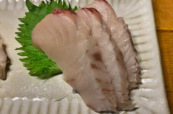 密封パック保存したサワラの刺身