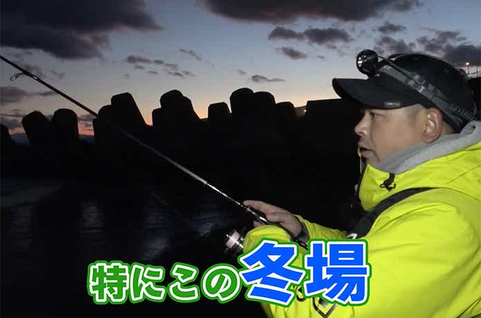 渡邉氏のデカアジ実釣シーン