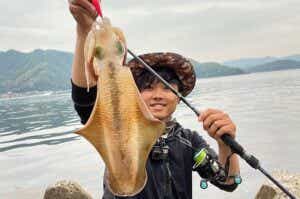 インターラインロッドで釣ったアオリイカ