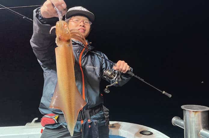 オモリグで釣ったケンサキイカ