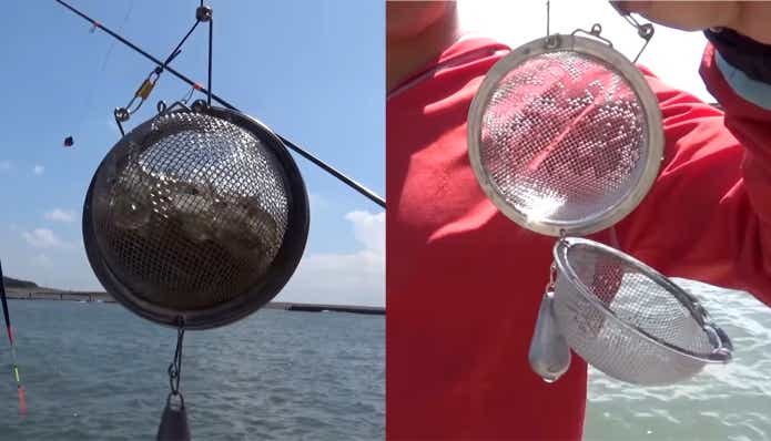 エビ撒き釣りのカゴ