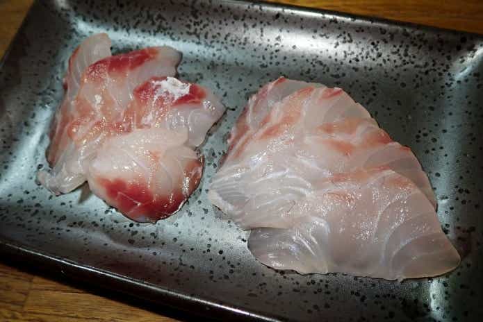 キビレの刺身とクロダイの刺身