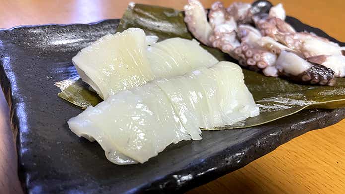イカとタコの昆布締め