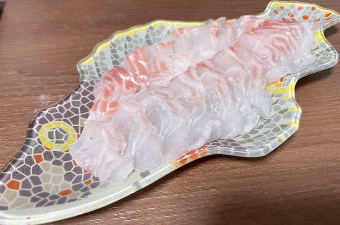 淡路じゃのひれフィッシングパークで釣った真鯛の刺身