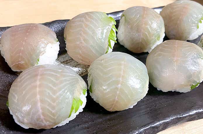 昆布締めを寿司で頂く