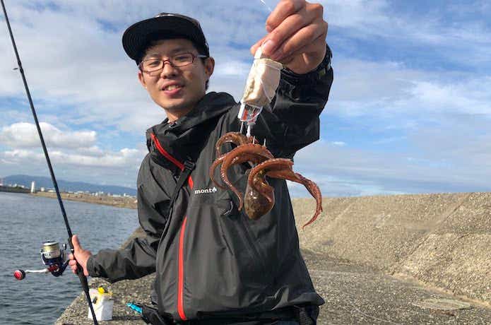 堤防のタコ釣り