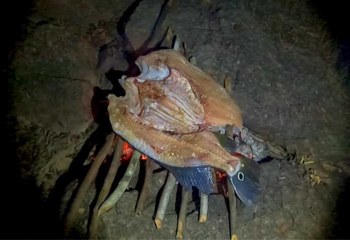 ピーコックバスの塩焼き