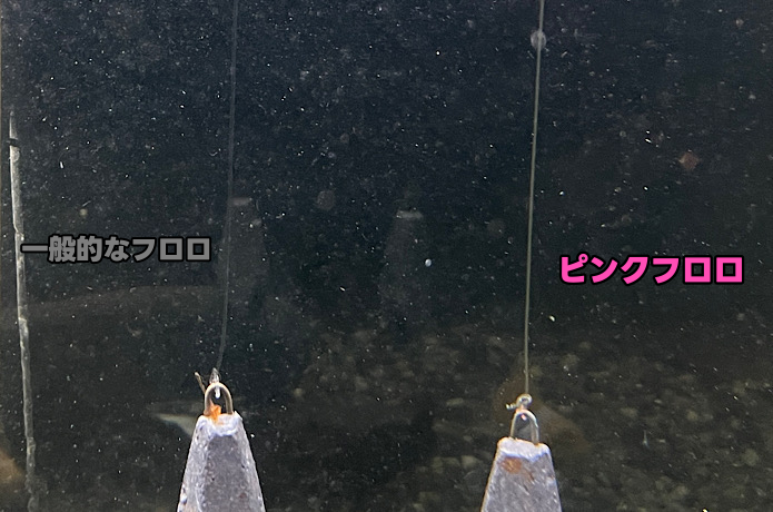 魚に見えないピンクフロロと一般的なフロロ