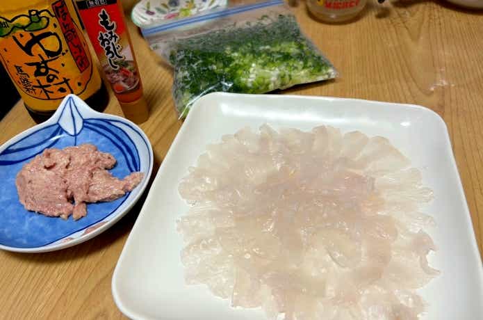 カワハギの肝和えと刺身
