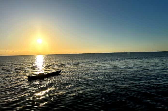 ニカラグア湖の夕日
