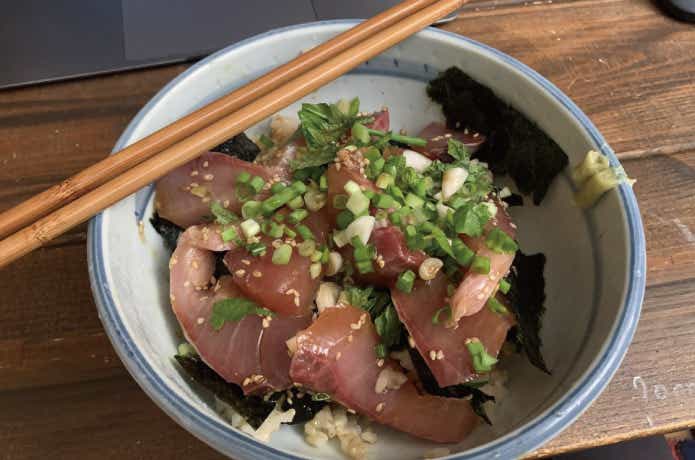 メジロの漬け丼