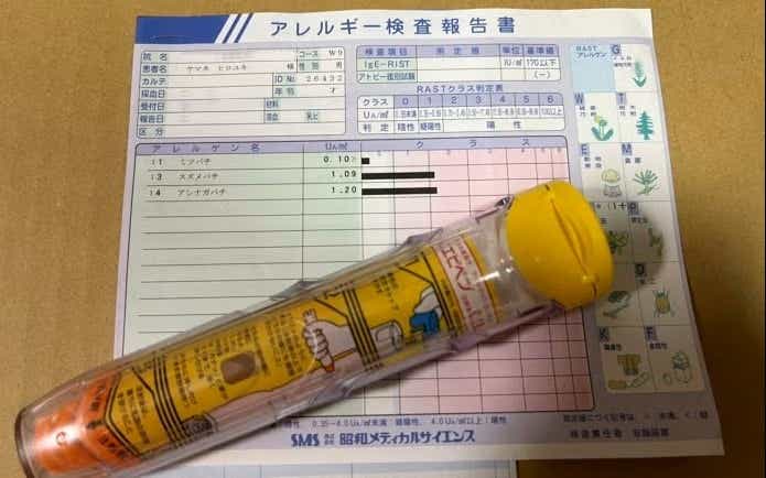 アナフィラキシーショックの進行を遅らせるエピペン