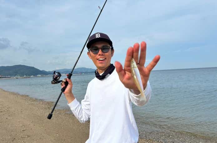 遠投して釣れたシロギス