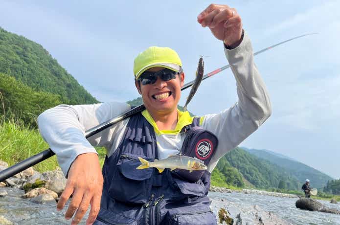 友釣りで掛かった野鮎