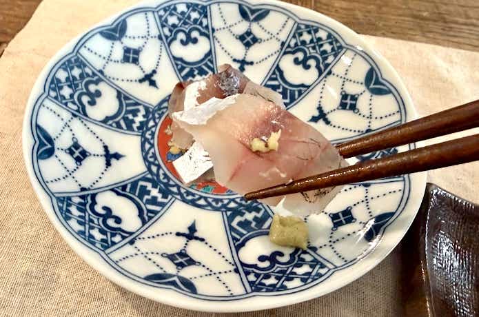 アジのぬか漬けの刺身