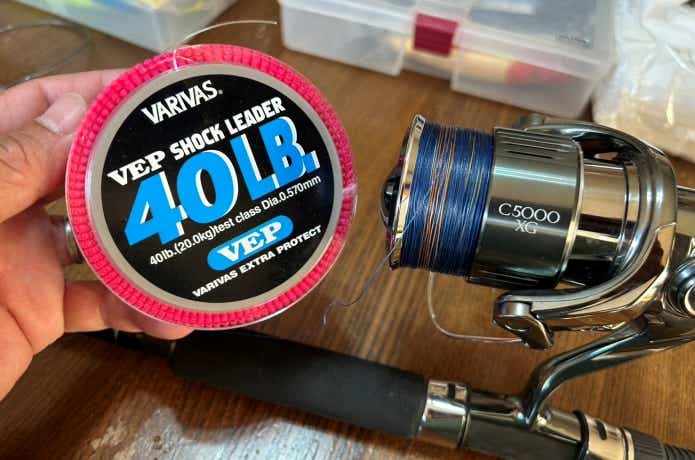 オオニベ釣りに使用したラインとリール