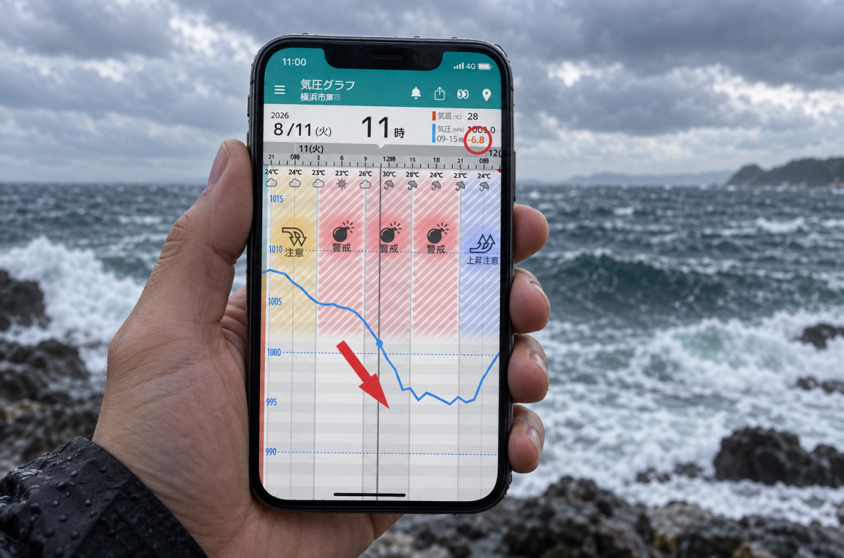 雨が多い、風も強い。そんな日の釣りに「頭痛アプリ」が効く！？